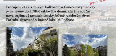 Brzy v nabídce – 2+kk/B 51 m2 rezidenční areál Paťanka P-6